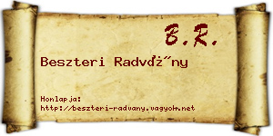 Beszteri Radvány névjegykártya